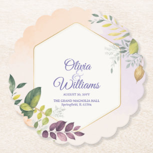 Dessous-de-verre En Papier Modèle d'invitation de mariage floral élégant