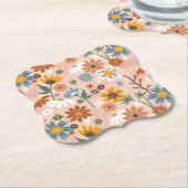 Dessous-de-verre En Papier Modèle floral peint à la main-23136 (Incliné)