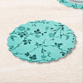 Dessous-de-verre En Papier Modèle floral turquoise (Incliné)