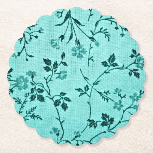 Dessous-de-verre En Papier Modèle floral turquoise (Devant)