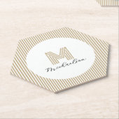 Dessous-de-verre En Papier Modern Minimal Gold Stripes Monogram (Incliné)
