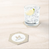 Dessous-de-verre En Papier Modern Minimal Gold Stripes Monogram (En situation)