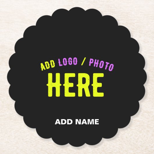 DESSOUS-DE-VERRE EN PAPIER MODERNE ET MODERNE PERSONNALISABLE NOIR VÉRIFIÉ (Devant)