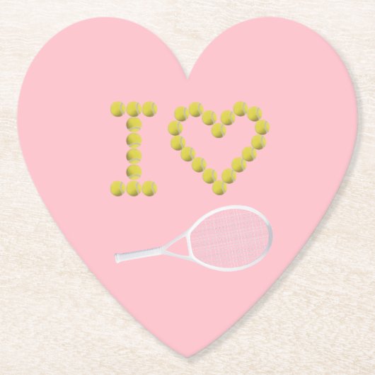 Dessous-de-verre En Papier Moderne I Love Tennis Rose (Devant)