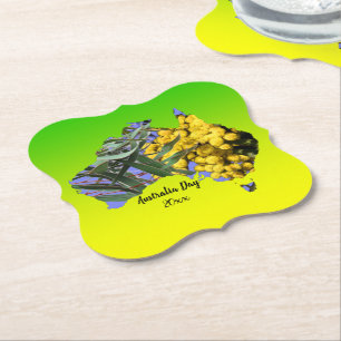 Dessous-de-verre En Papier Modifier le texte Australie Jour Gum Leaf Wattle P
