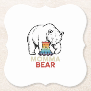 Dessous-de-verre En Papier Momma Bear Arc-en-ciel Design de T-shirt avec Grav