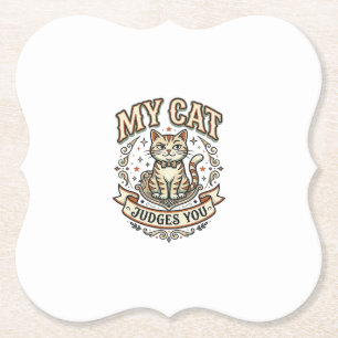 Dessous-de-verre En Papier Mon Chat Vous Juges Chat Sarcasme Attitude Vintage