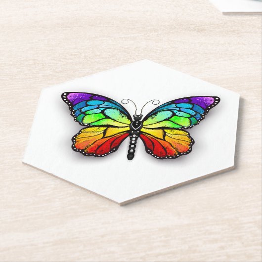 Dessous-de-verre En Papier Monarque papillon arc-en-ciel (Incliné)