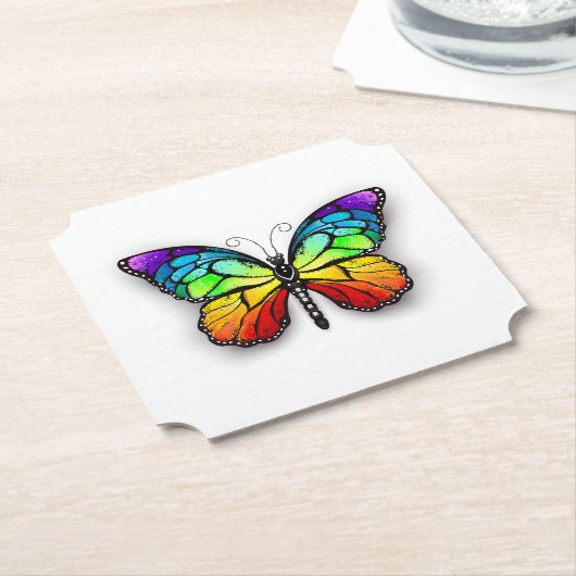 Dessous-de-verre En Papier Monarque papillon arc-en-ciel (Incliné)