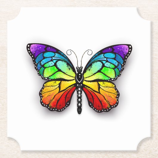 Dessous-de-verre En Papier Monarque papillon arc-en-ciel (Devant)