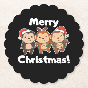 Dessous-de-verre En Papier Monkey Christma Animals Monkeys Merry Christmas