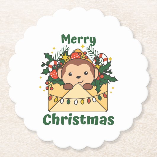 Dessous-de-verre En Papier Monkey Christmas (Devant)