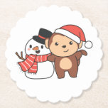 Dessous-de-verre En Papier Monkey With Snowman In Winter For Christmas<br><div class="desc">Monkey with a snowman en hiver pour Christmas - a snowman for winter and Christmas. A winter greeting in the cold season for the holidays. Christmas monkey with snowman.</div>