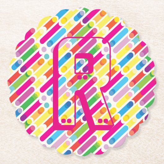 Dessous-de-verre En Papier Monogramme Arc-en-ciel lignes diagonales Motif Pop (Devant)