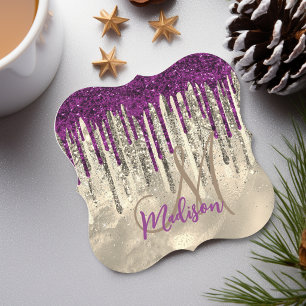 Dessous-de-verre En Papier Monogramme aux gouttes d'or chic et de rose chaud