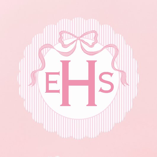 Dessous-de-verre En Papier Monogramme Bow rose, ruban personnalisé