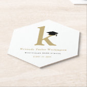 Dessous-de-verre En Papier Monogramme Classique K Et Graduation Cap Grad Part (Incliné)