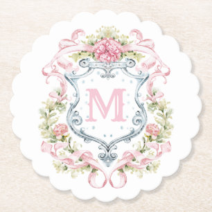 Dessous-de-verre En Papier Monogramme de la crête florale du millénaire   Mar