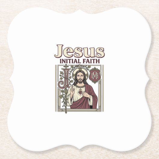 Dessous-de-verre En Papier Monogramme initial de Jésus Foi Monogramme initial (Devant)