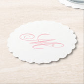 Dessous-de-verre En Papier Monogramme Initiale Rose Élégant  (Incliné)