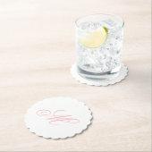 Dessous-de-verre En Papier Monogramme Initiale Rose Élégant  (En situation)