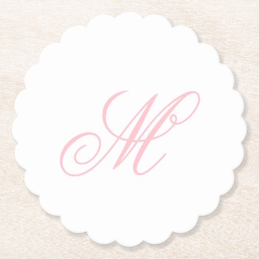 Dessous-de-verre En Papier Monogramme Initiale Rose Élégant  (Devant)