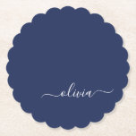 Dessous-de-verre En Papier Monogramme moderne bleu marine et blanc<br><div class="desc">Découvrez notre collection de monogrammes modernes bleu et blanc de la Marine : Élevez votre décor de maison avec notre collection sophistiquée avec un schéma de couleurs bleu marine et blanc contemporain. Chaque pièce est minutieusement conçue pour exsuder l'élégance et le style, parfait pour ajouter une touche de modernité à...</div>