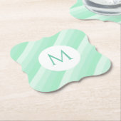 Dessous-de-verre En Papier Monogramme moderne tendance Modèle Mint Green Stri (Incliné)