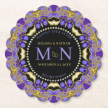 Monogramme Purple Gold Diamond dentelle Mariage un
