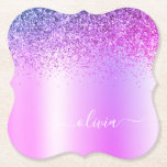 Dessous-de-verre En Papier Monogramme violet Parties scintillant Étincelante<br><div class="desc">Purple Faux Foil Parties scintillant d'étincelle métallique broyée Monogramme de métal brossé Nom Dessous de verre de papier. Cela fait le cadeau parfait de remise de diplômes,  anniversaire,  mariage,  douche nuptiale,  anniversaire,  baby shower ou bachelorette pour quelqu'un qui aime le luxe glam et les styles chic.</div>