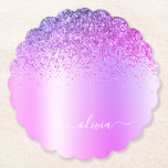 Dessous-de-verre En Papier Monogramme violet Parties scintillant Étincelante<br><div class="desc">Purple Faux Foil Parties scintillant d'étincelle métallique broyée Monogramme de métal brossé Nom Dessous de verre de papier. Cela fait le cadeau parfait de remise de diplômes,  anniversaire,  mariage,  douche nuptiale,  anniversaire,  baby shower ou bachelorette pour quelqu'un qui aime le luxe glam et les styles chic.</div>