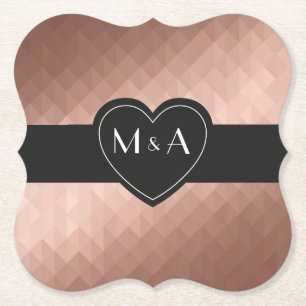 Dessous-de-verre En Papier Monogrammes de couple personnalisés en or rose dan