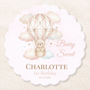 Dessous-de-verre En Papier Montgolfière Beary Sweet 1er Anniversaire 