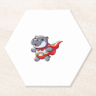 Dessous-de-verre En Papier Moo Deng Baby Hippo Superhero Enfants Gentils Gent