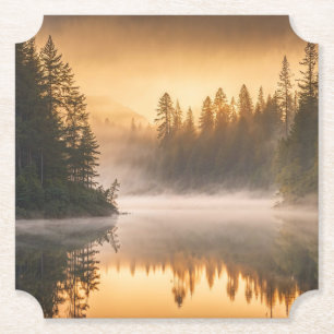 Dessous-de-verre En Papier Morning Mist on River in the Pines