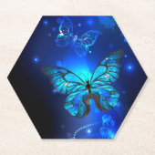 Dessous-de-verre En Papier Morpho Butterfly in the Dark Background (Devant)