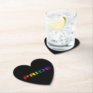 Dessous-de-verre En Papier Mot de fierté aux couleurs de l'arc-en-ciel
