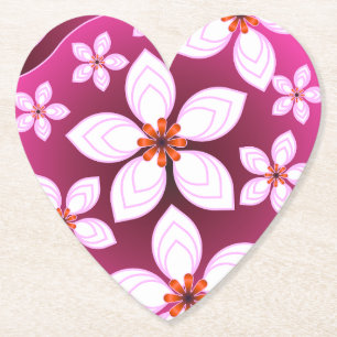 Dessous-de-verre En Papier Motif Abstrait Floral Rose   Fleur Esthétique Ar