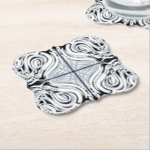 Dessous-de-verre En Papier Motif Abstrait gris noir blanc (Incliné)