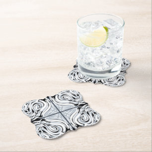 Dessous-de-verre En Papier Motif Abstrait gris noir blanc