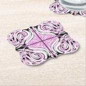 Dessous-de-verre En Papier Motif Abstrait rose noir blanc (Incliné)