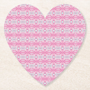 Dessous-de-verre En Papier Motif Art Déco Cœur de la Saint-Valentin Rose Bleu