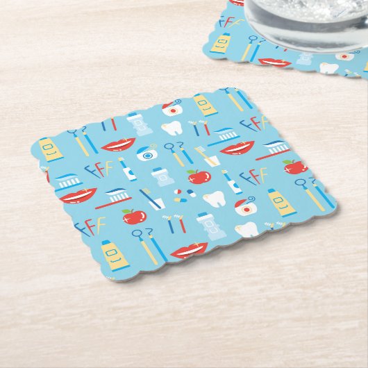 Dessous-de-verre En Papier Motif bleu dentaire (Incliné)