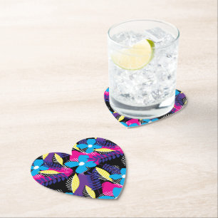 Dessous-de-verre En Papier Motif coloré à la florale chic et au point avec la