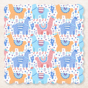 Dessous-de-verre En Papier Motif coloré lumineux d'alpaga