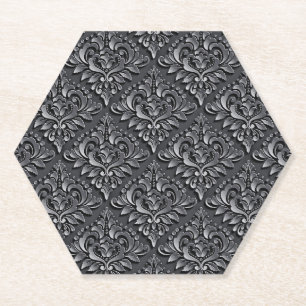 Dessous-de-verre En Papier Motif Damassé Fond Noir-23961