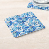 Dessous-de-verre En Papier Motif d'aquarelle bleu clair (Incliné)