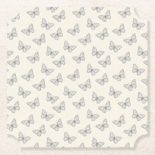 Dessous-de-verre En Papier Motif d'art en ligne de papillon