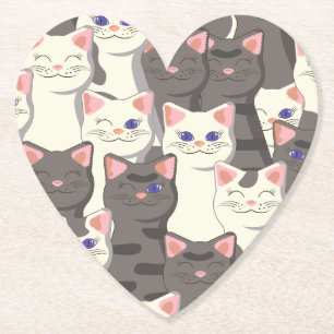 Dessous-de-verre En Papier Motif de chats blancs et gris