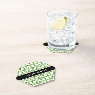 Dessous-de-verre En Papier Motif de feuille, feuilles vertes, votre nom
